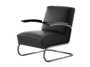 Cantilever leather armchair with armrests S 411 SERIOUS Thonet