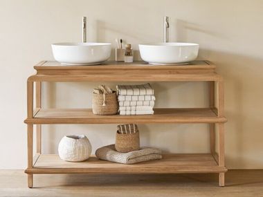 Double open teak bathroom cabinet ACHILLE Tikamoon