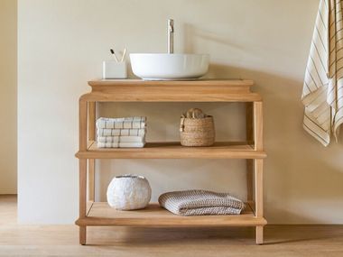 Open single teak bathroom cabinet ACHILLE Tikamoon