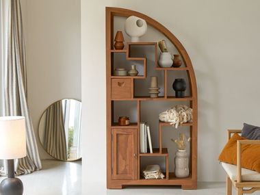 Double-sided open freestanding teak bookcase ALCO TIPO Tikamoon