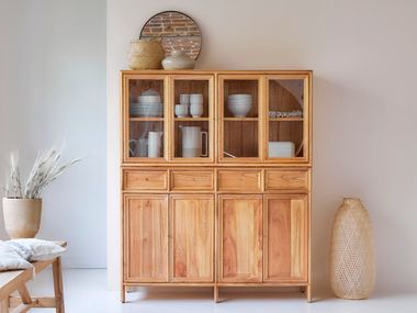 Solid wood highboard with doors and drawers ALEX Tikamoon