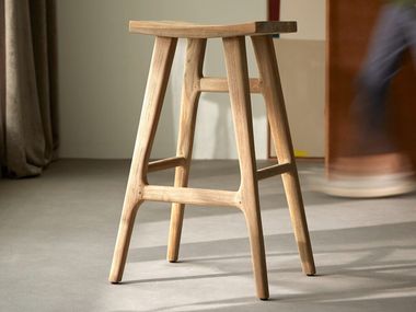 Backless teak barstool ALIA Tikamoon