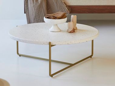 Round terrazzo and brass coffee table ANATOLE Tikamoon