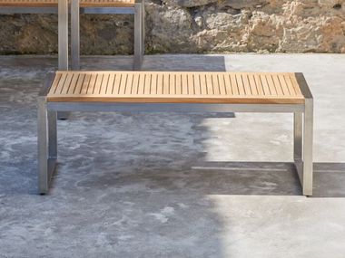 Stainless steel and teak garden bench ARNO Tikamoon