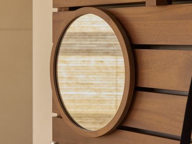 Round mahogany framed bathroom mirror ARTHUR Tikamoon