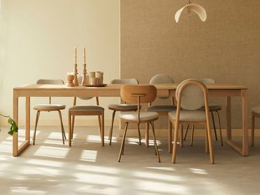 Extending rectangular oak dining table ARTO Tikamoon