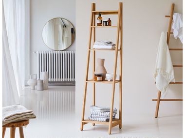Floorstanding open teak bathroom column BAHYA Tikamoon