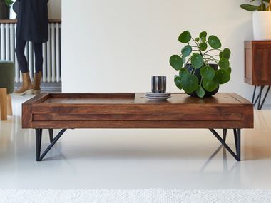 Low rectangular rosewood coffee table with storage space BONNIE Tikamoon