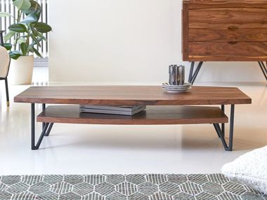 Low rectangular rosewood coffee table BONNIE Tikamoon