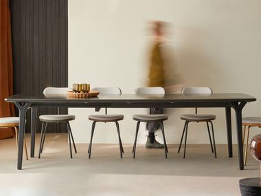 Extending rectangular oak dining table CLARA Tikamoon