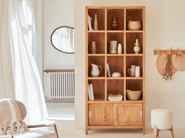 Open freestanding teak bookcase COFFEE TEK Tikamoon