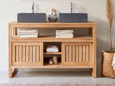 Double floorstanding teak bathroom cabinet COLONIAL Tikamoon