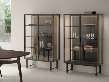 Wood and glass display cabinet with integrated lighting JOYCE Tomasella