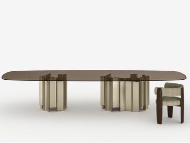 Glass and metal dining table CATHEDRAL XXL Tonelli Design