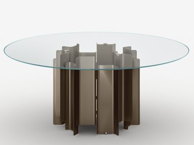 Round metal and glass table CATHEDRAL Tonelli Design