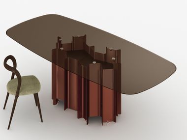 Glass and metal dining table CATHEDRAL Tonelli Design