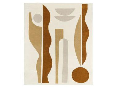 Rectangular PET rug Kantha White Wool and Tencel Rug Toulemonde Bochart