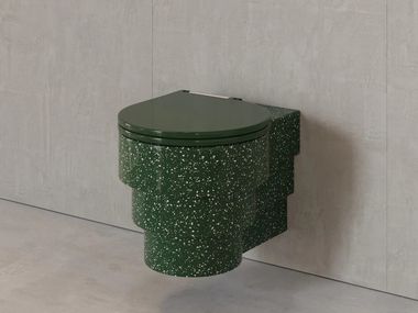 Wall-hung ceramic toilet CALLIPYGE FLAKED GREEN Trone