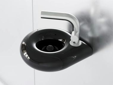 Countertop or wall-mounted ceramic handrinse basin ORBE BLACK Trone