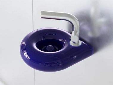 Countertop or wall-mounted ceramic handrinse basin ORBE BLUE Trone
