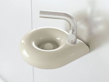 Countertop or wall-mounted ceramic handrinse basin ORBE CREAM Trone