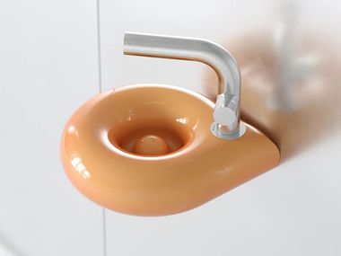 Lavabo da appoggio o sospeso in ceramica ORBE PESCA Trone