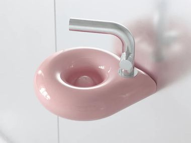 Countertop or wall-mounted ceramic handrinse basin ORBE PINK Trone