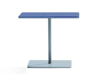 Low square side table in steel and glass CREMINO True Design