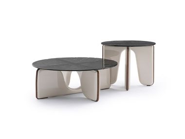 Round low wood and glass coffee table VESTA Turri