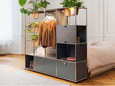 Scaffale modulare con illuminazione USM HALLER SOFT PANEL - GREY USM