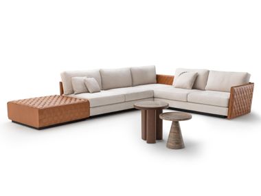 Modulares Sofa aus Stoff und Leder BOOGIE SECTIONAL Ulivi Salotti