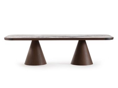 Rectangular wooden table with marble top GORDON Ulivi Salotti