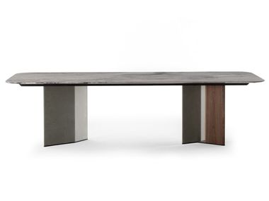 Rectangular wooden table with marble top ISOLDE Ulivi Salotti