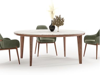 Round table in solid wood and marble JODIE Ulivi Salotti