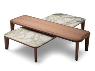 Coffee table in wood and marble EDISON Ulivi Salotti