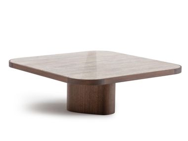 Square coffee table in walnut and travertine OTIS Ulivi Salotti