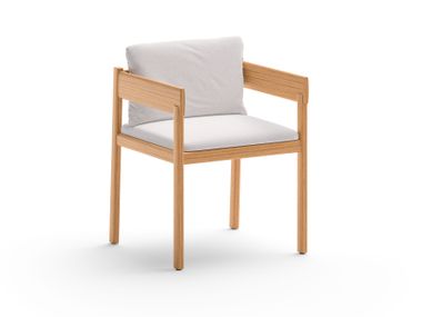Upholstered teak garden chair with armrests CORA Unopiù