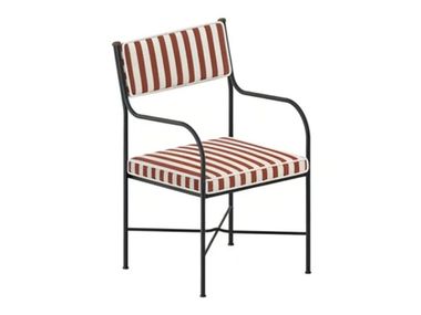 Upholstered iron garden chair with armrests IGEA Unopiù