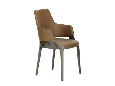 Poltroncina imbottita in pelle con braccioli VELIS 942/PB7 Potocco