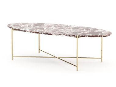 Oval brass side table for living room VIVIAN Stylish Club