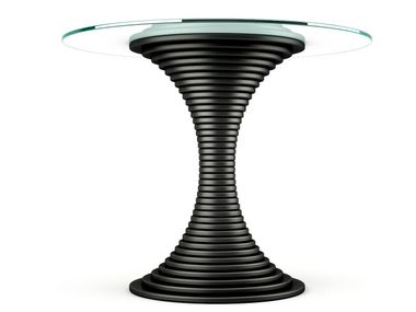 Round wood and glass table VORTEX By Prieto Studio