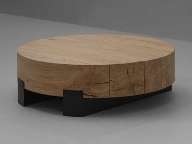 Round oak coffee table BEAM Van Rossum