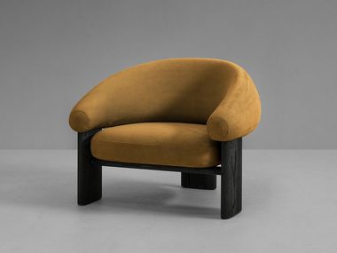 Leather armchair with armrests BRACCI Van Rossum