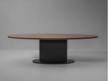 Oval steel and wood dining table OPIUM Van Rossum