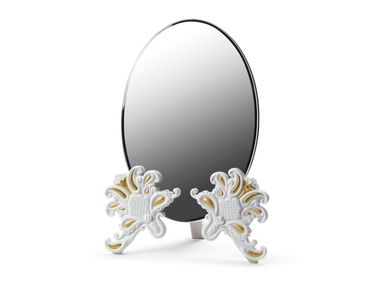 Specchio ovale da tavolo VANITY MIRROR GOLDEN LUSTRE & WHITE Lladró