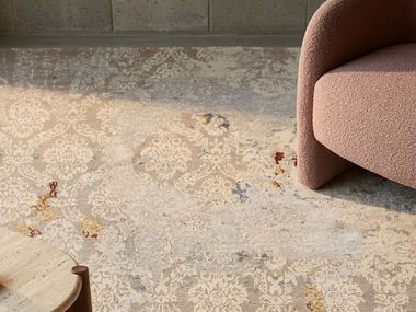 Rectangular handmade wool and silk rug CARPET NO.14 TAUPE Vartian