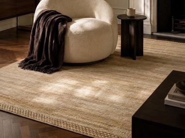 Rectangular handmade silk rug CHECKER COPPER Vartian