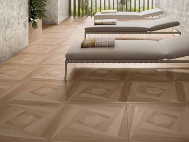 Versace Ceramics, LEATHERWOOD CAROUSEL HONEY Pavimento in gres porcellanato effetto legno