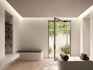 Versace Ceramics, LEATHERWOOD CUIR WHITE Pavimento/rivestimento in gres porcellanato effetto pelle