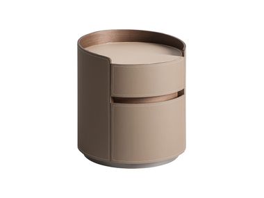 Comodino rotondo in pelle con cassetti KANDERN Vical Home